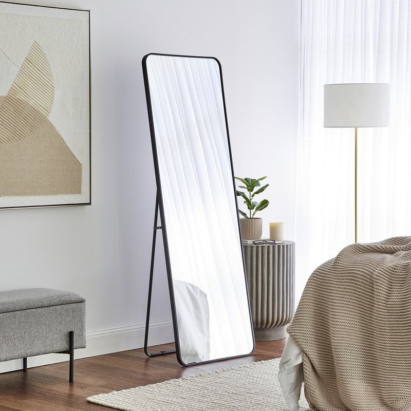 KC Furn- Black Framed Flat Mirror