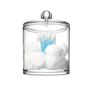 Round Acrylic Organizer Cotton and Earbud Holder