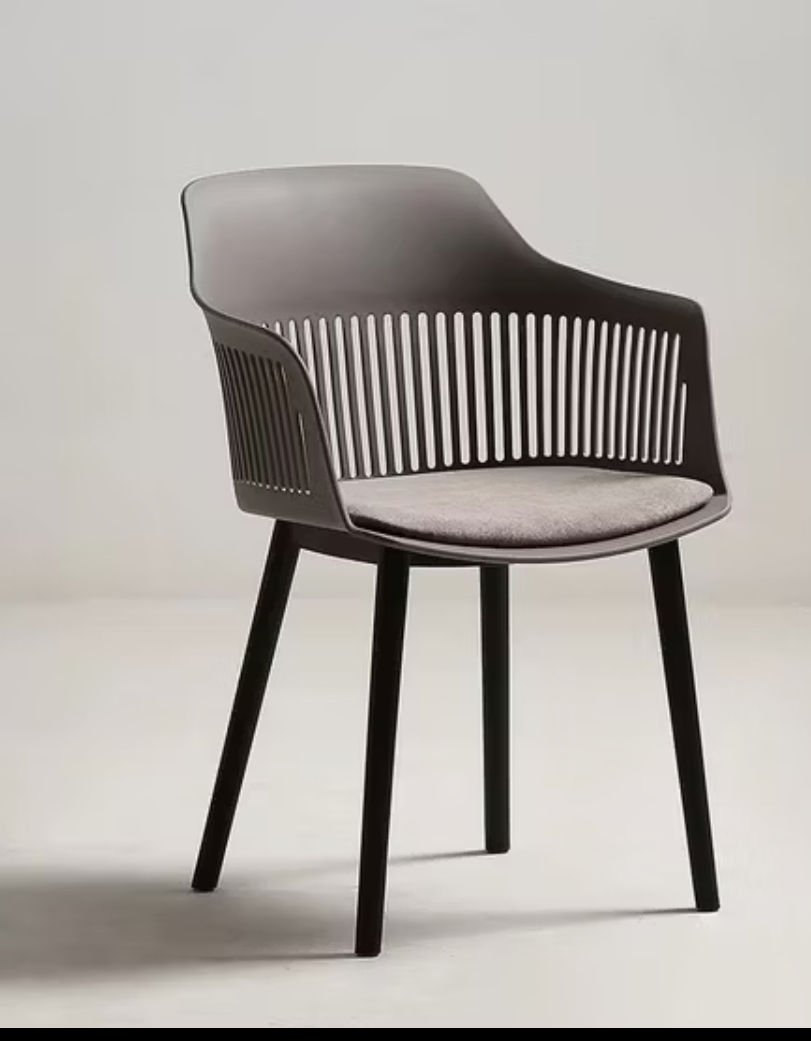 Modern Polypropylene Dining Chair with Cushioned Seat- BROWN