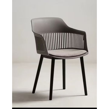 Modern Polypropylene Dining Chair with Cushioned Seat- BROWN
