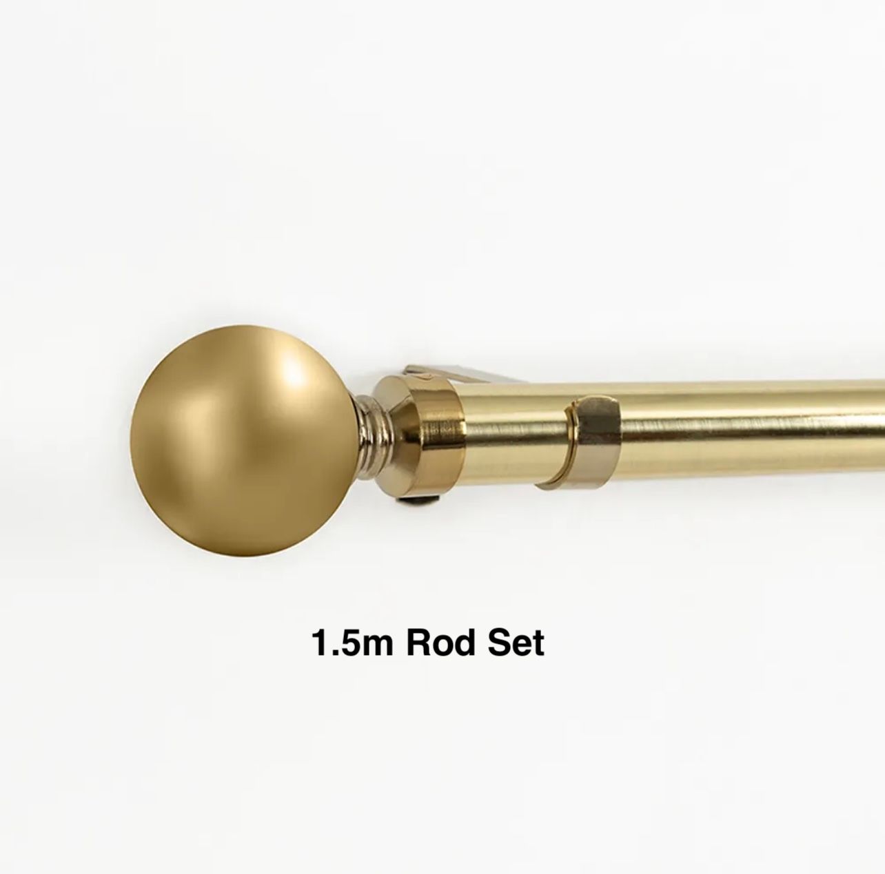 Gold Single Curtain Rod Set -Ball Finial 1.5m