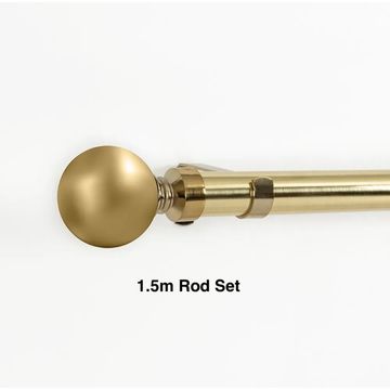 Gold Single Curtain Rod Set -Ball Finial 1.5m