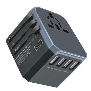 Gizzu Quad-Usb Type-C 5.6A Universal Travel Adapter - Black