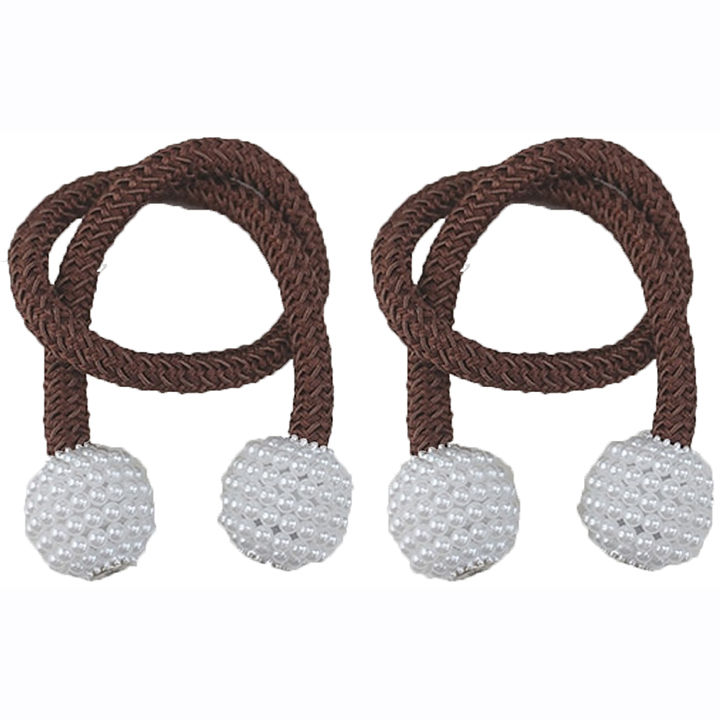 Matoc Designs Magnetic Curtain Rope Tieback with Pearl Design - Brown