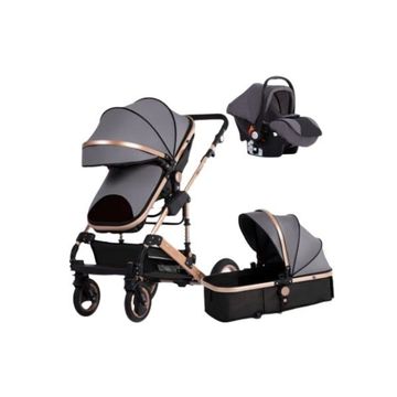 Belecoo stroller 3 in 1 Foldable Baby Pram - Grey & Black