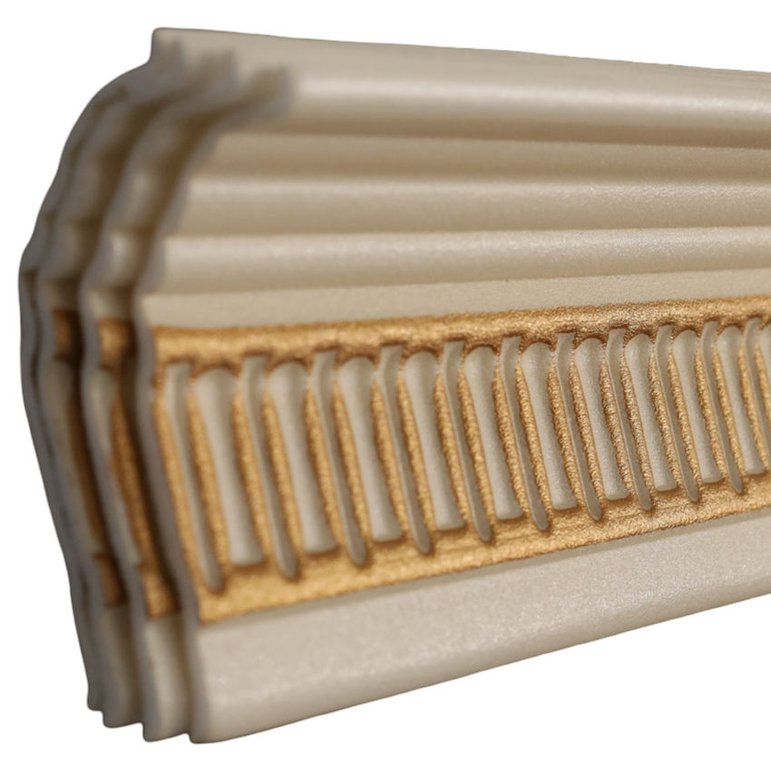 T08 Beige & Gold 2m Cornice - Pack of 4 pieces