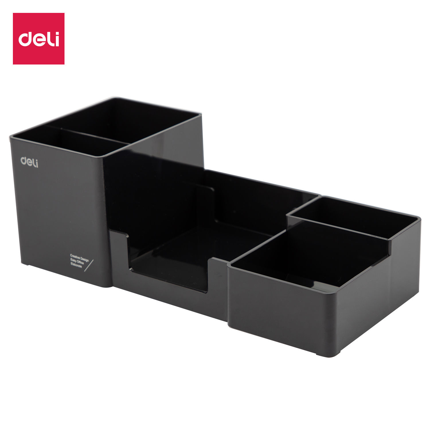 Deli Desk Organizer 6 compartments include pen stand, notes holder, card holder 254×112×90mm Black