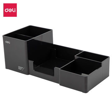 Deli Desk Organizer 6 compartments include pen stand, notes holder, card holder 254×112×90mm Black