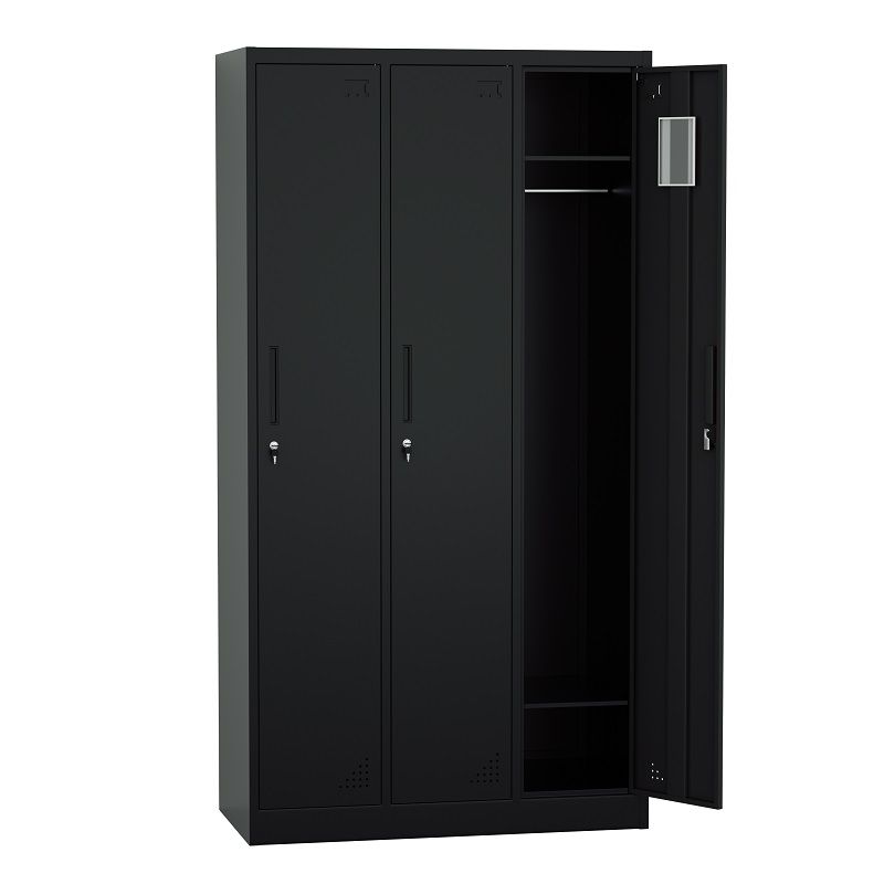 Steel 3 Door Inner Handle Locker Cabinet With Lock - Black