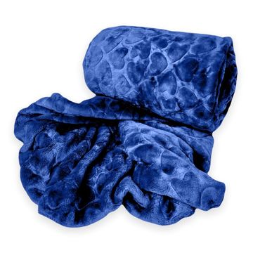 Nu Dekor - Rainbow Winter Fleece Blanket - 180 x 210cm - Royal Navy