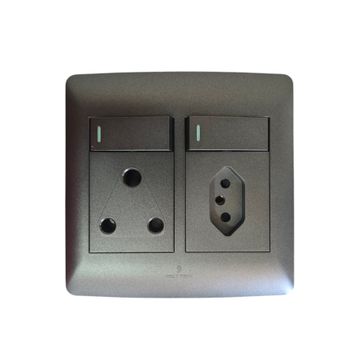 HT Double Plug Socket 4x4 Black 1xSA 1xEuro 16A 220V