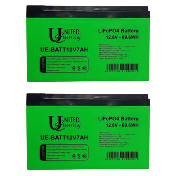 UNITED ELECTRICAL LifePO4 Lithium Battery 12.8V 7AH ( 2 Pack )