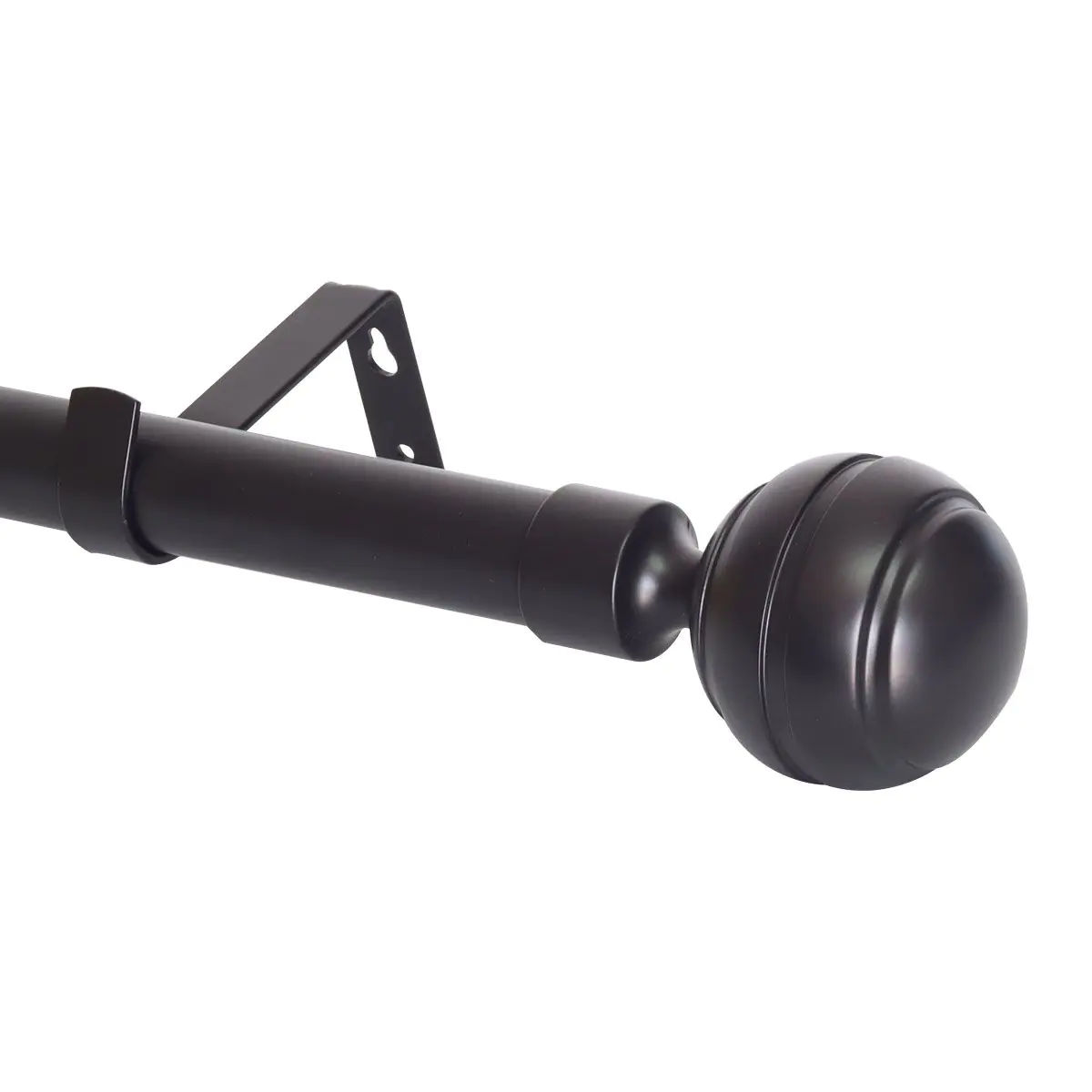 Curtain Rod Set, Steel, Expandable, Ridge Ball Finial, Black, 220cm – 400cm
