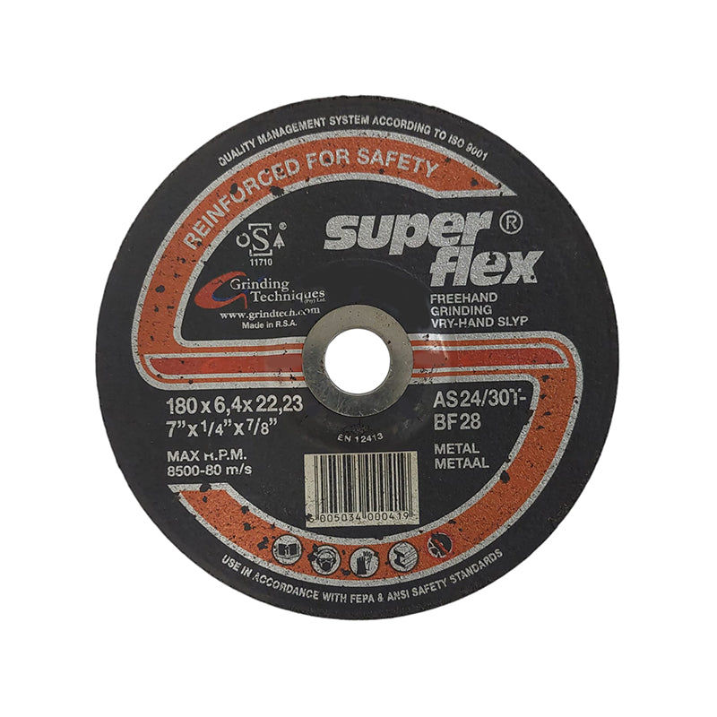 SUPERFLEX Abrasive Disc Grinding Steel 180mm x 6.4mm x 22.2mm