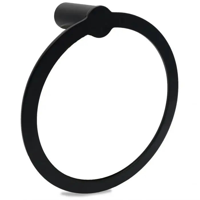 Woodly Towel Ring, Black, Aluminium