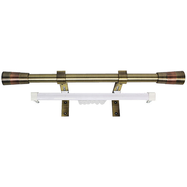 Matoc 25mm Pole and Single Rail Kit - Cone Finials - Antique Brass - 2.5m