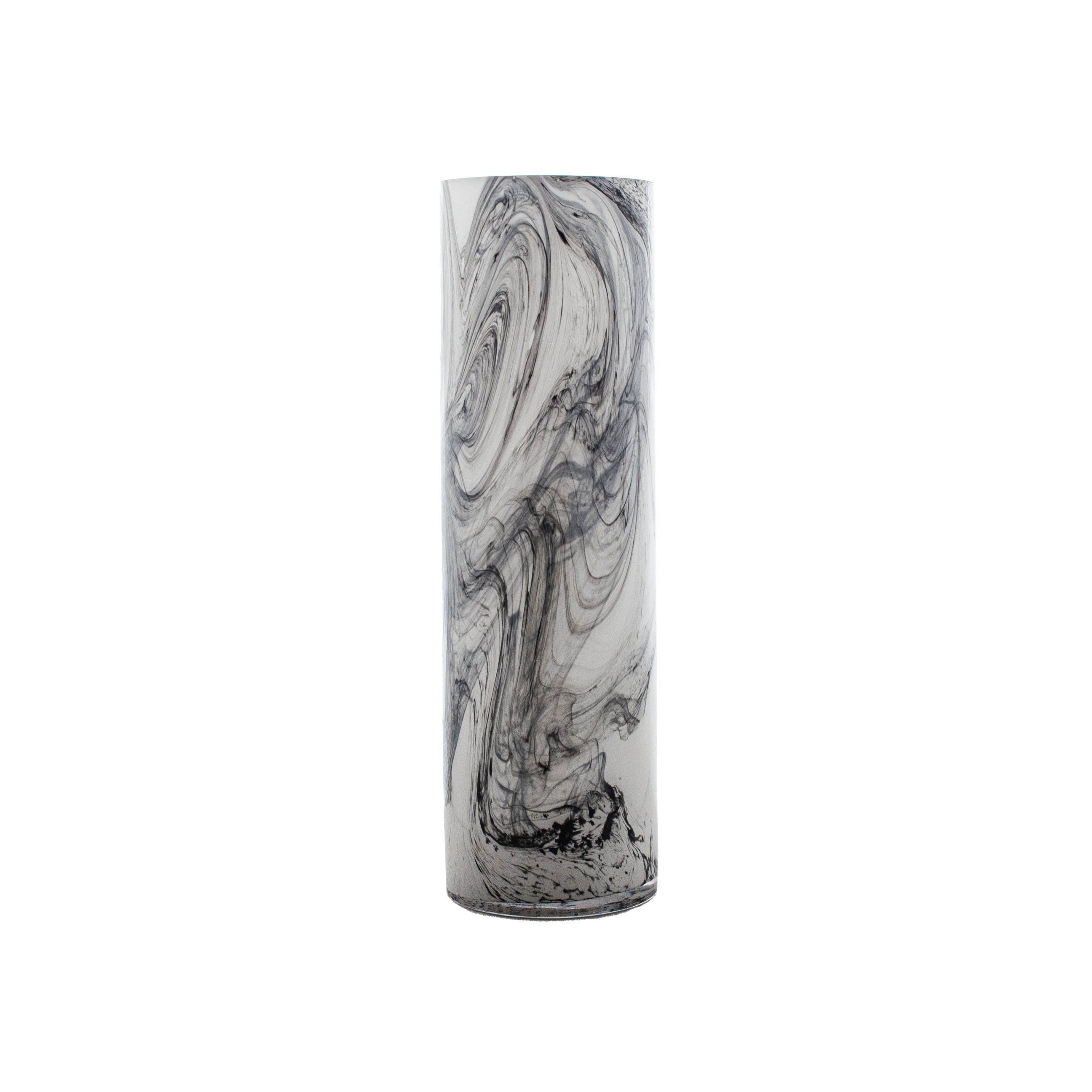 Glass Cylinder Marble Vase 12X40Cm