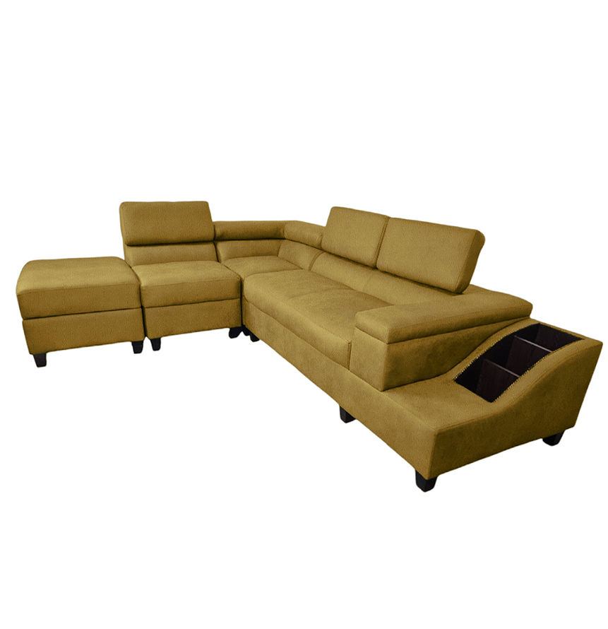 Phoebe L Shape Corner Sofa - Faux Leather-Light Brown