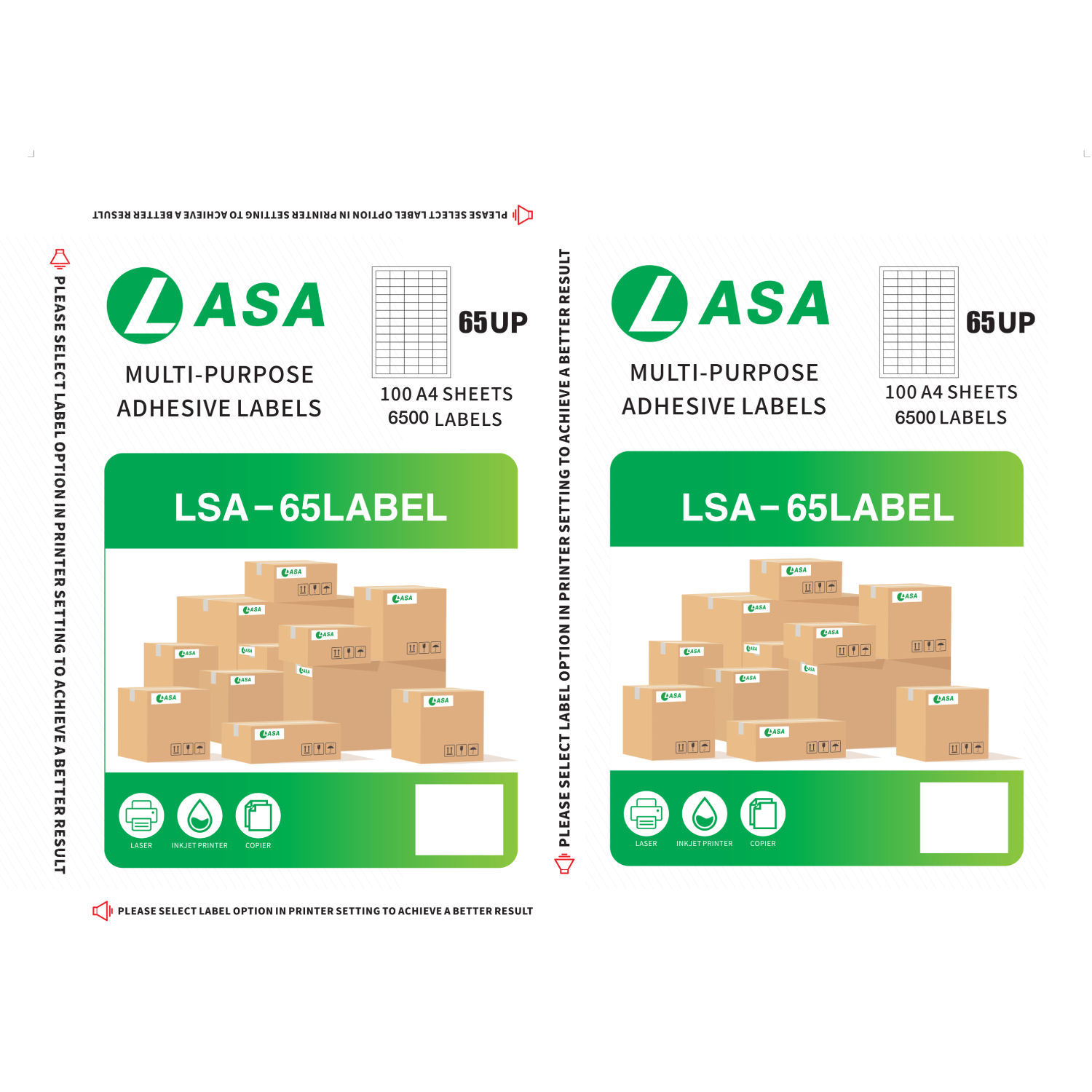 LASA 65 UP 100 A4 Sheets Barcode Adhesive Label