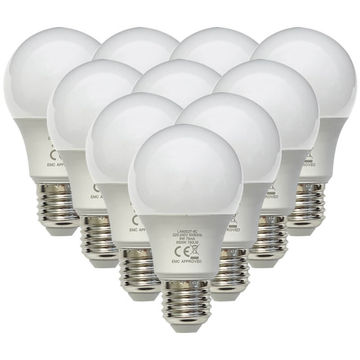 9W LED E27 Pack of 10 Warm White Lamps (LA60E27-9W) - Major Tech