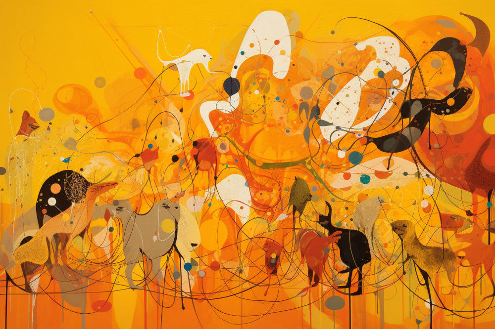 Canvas Wall Art - Layers Vibrant Yellows Oranges Envelop Abst - A1094 - [120 x 80 cm]