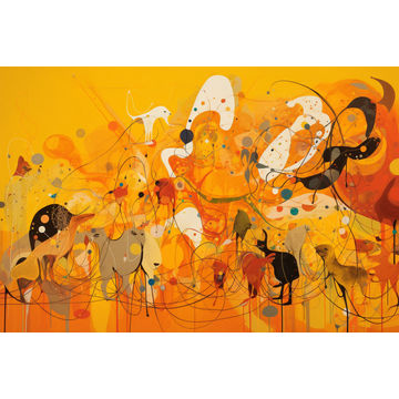 Canvas Wall Art - Layers Vibrant Yellows Oranges Envelop Abst - A1094 - [120 x 80 cm]