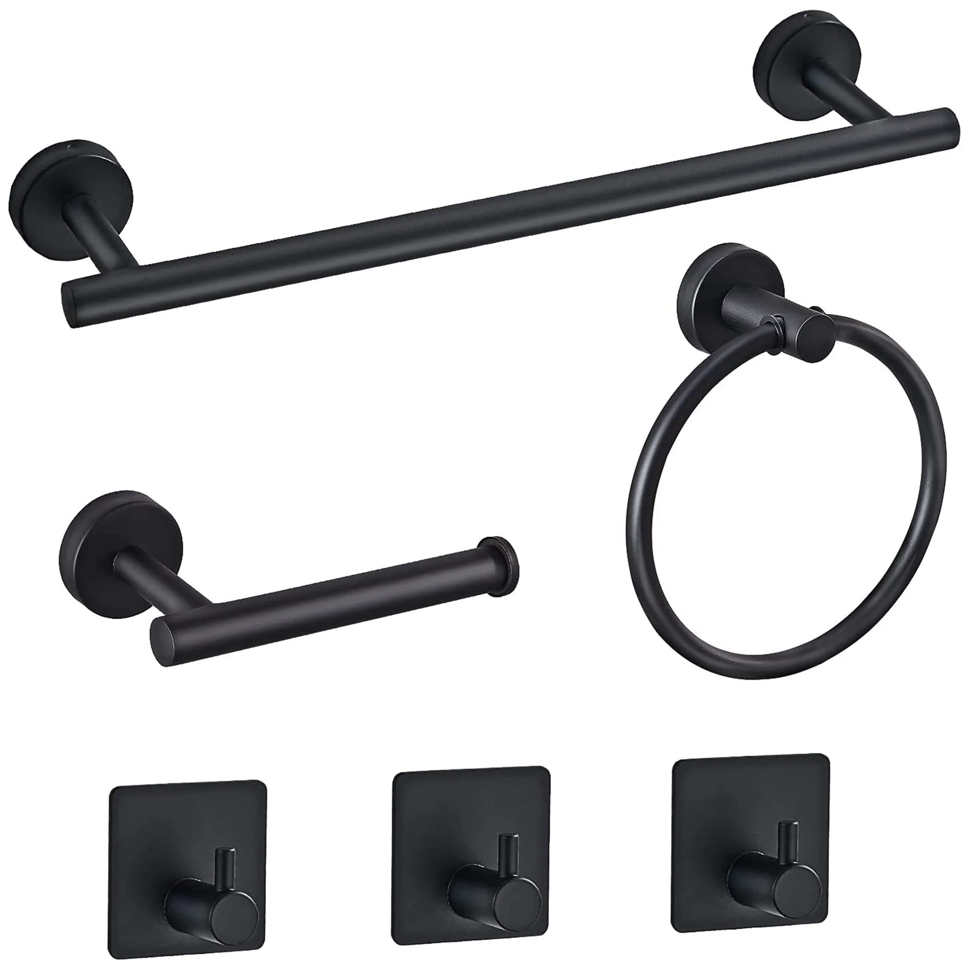 Square Edge Matte Black Bathroom Hand Towel Ring