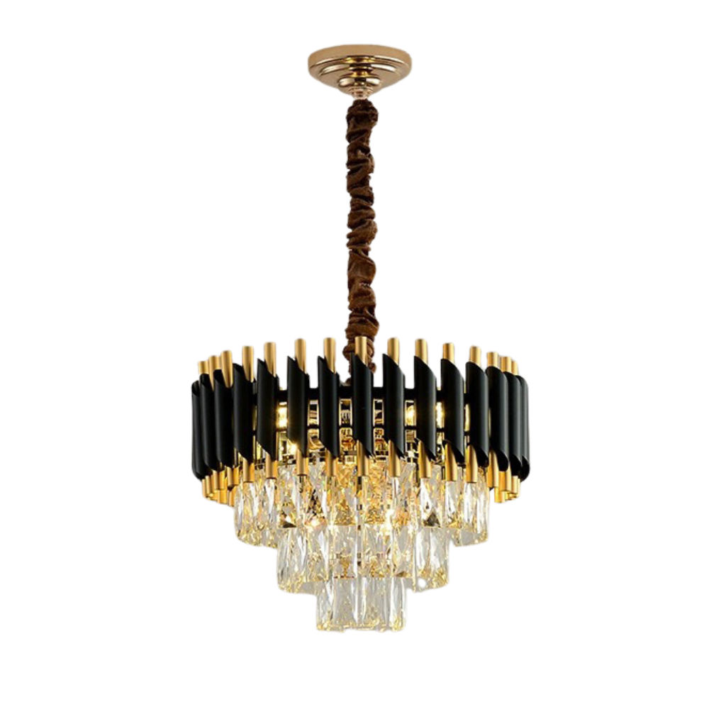 Luxury Crystal Chandelier - Black & Gold