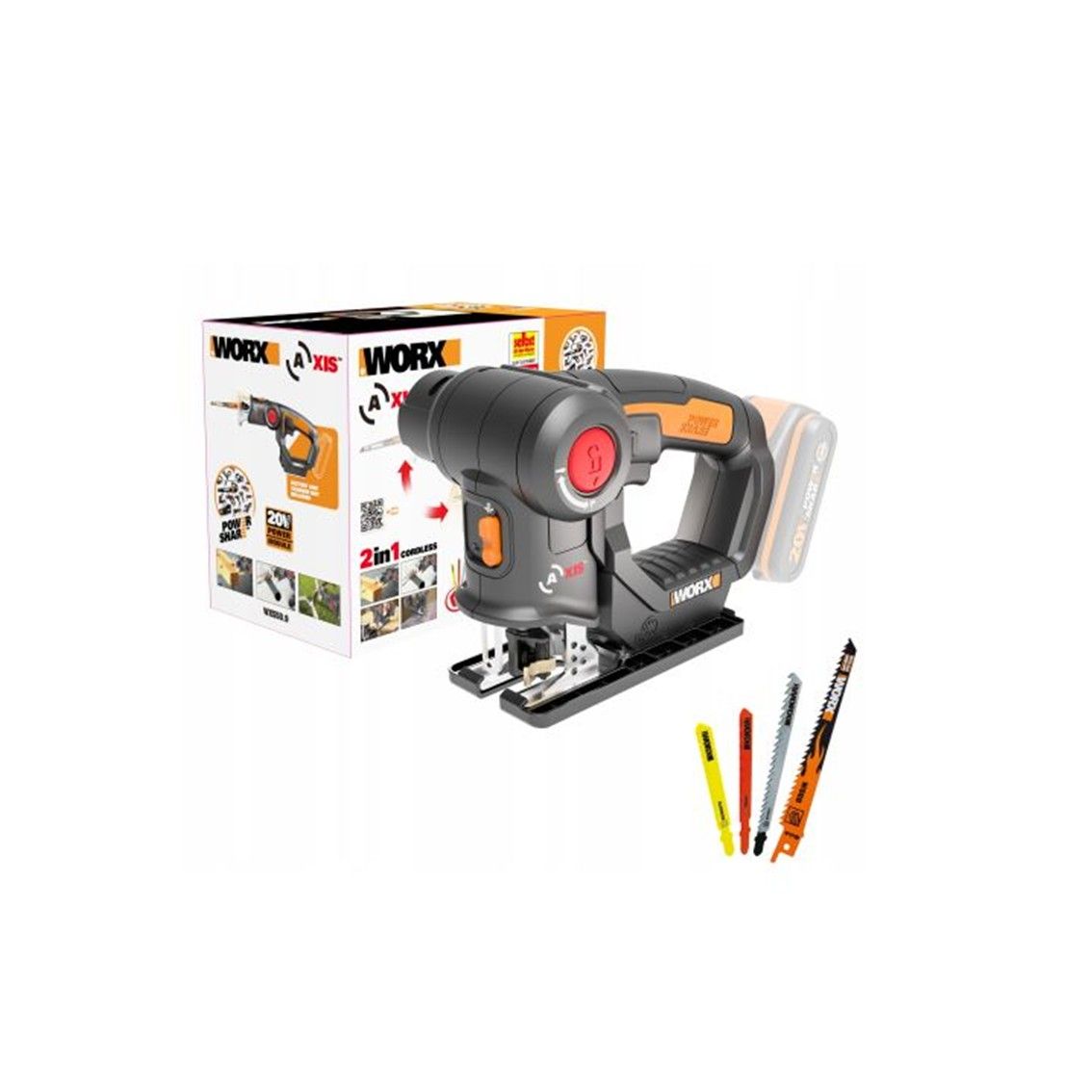 WORX AXIS Jigsaw & Recipro Saw 20mm 2-In-1 Cordless 20V TOOL ONLY
