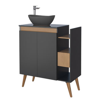 Lotus Bathroom Vanity With Bali Basin Freestanding  80 cm - Black/Black