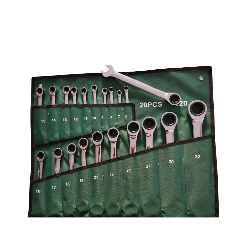 20 Piece Chrome Vanadium Ratchet Spanner Set
