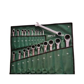 20 Piece Chrome Vanadium Ratchet Spanner Set