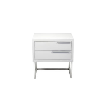 Mika Wood Pedestal With Silver Frame & Handles- White