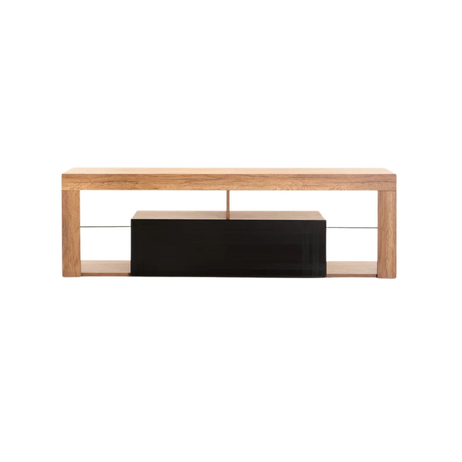 160cm Modern TV Unit With 1 Door - Wild Oak/Black