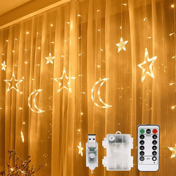Stellar Lighting Rechargeable USB LED Moon and Star Curtain String Light
