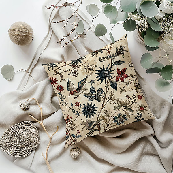 ABSTRACT CREAM BIRD WITH RED