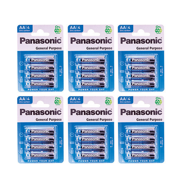 Panasonic AA Carbon Zinc 4 Pack Batteries x 6 Packs (R6BE/4BP/6)