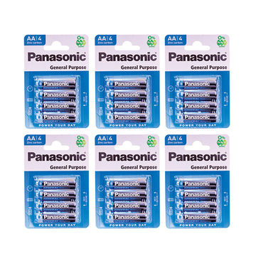 Panasonic AA Carbon Zinc 4 Pack Batteries x 6 Packs (R6BE/4BP/6)