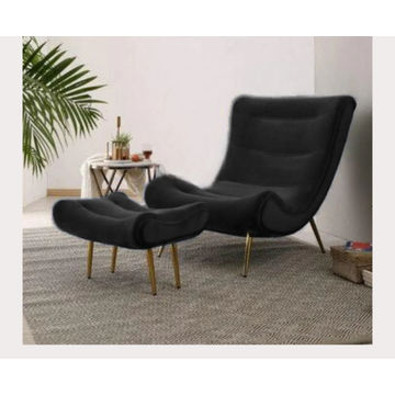 IG Furn- Velvet Relax Chair and Stool Black