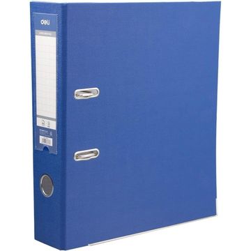 Deli Lever Arch File A4 76mm Half Coated Rado Lock & Metal Protective Rail, PP Blue 50 PCS