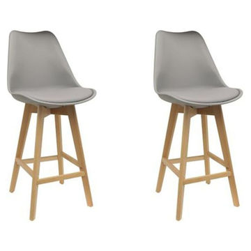 Modern And Stylish Padded Bar Stool-2 Pack - Grey