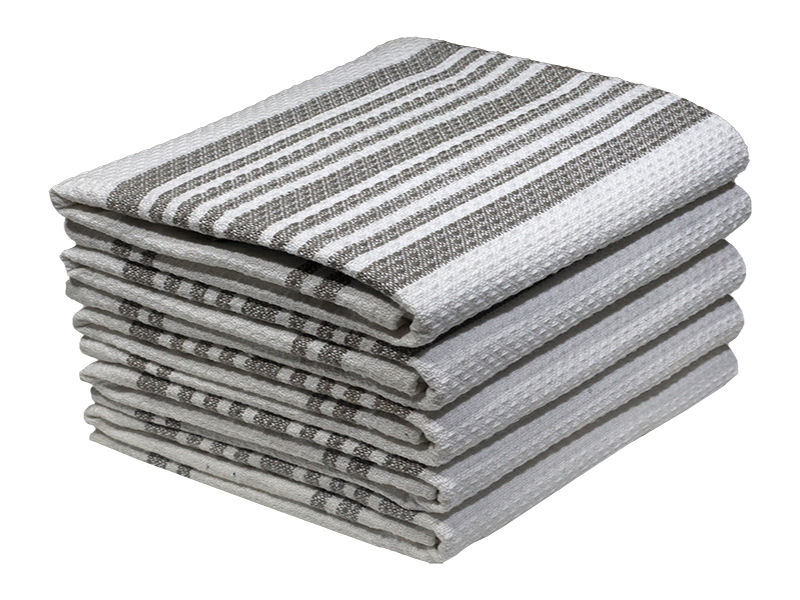 Multipurpose, Easy Fit, Absorbent Kitchen Towel- Design 2378 - 050x080cms - (05 Pc Pack) - Stripes - Steel Gray