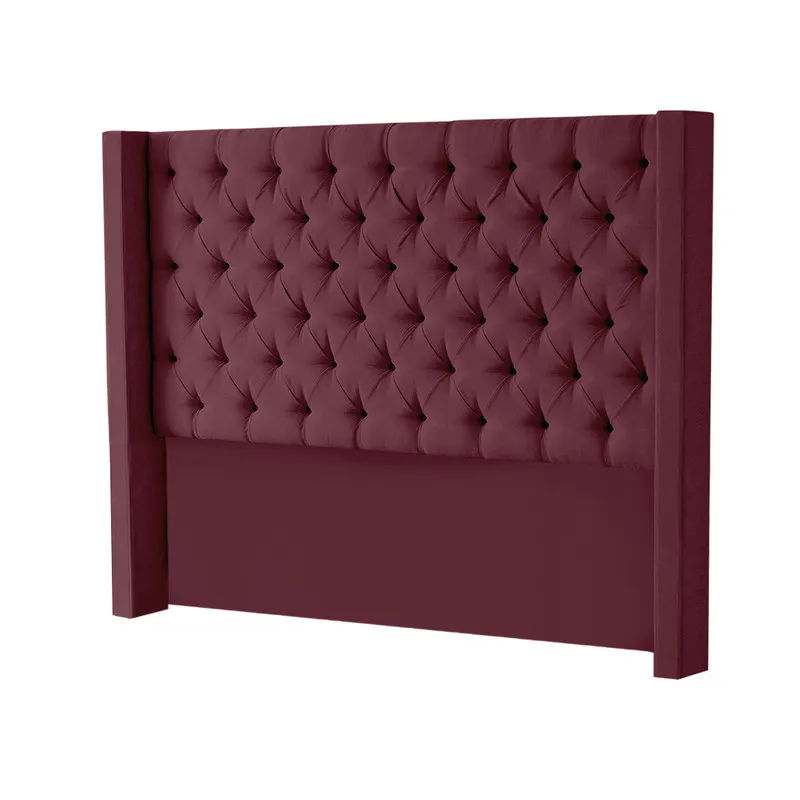Hena Tufted Wingback Velvet Headboard - Maroon - King