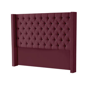 Hena Tufted Wingback Velvet Headboard - Maroon - King