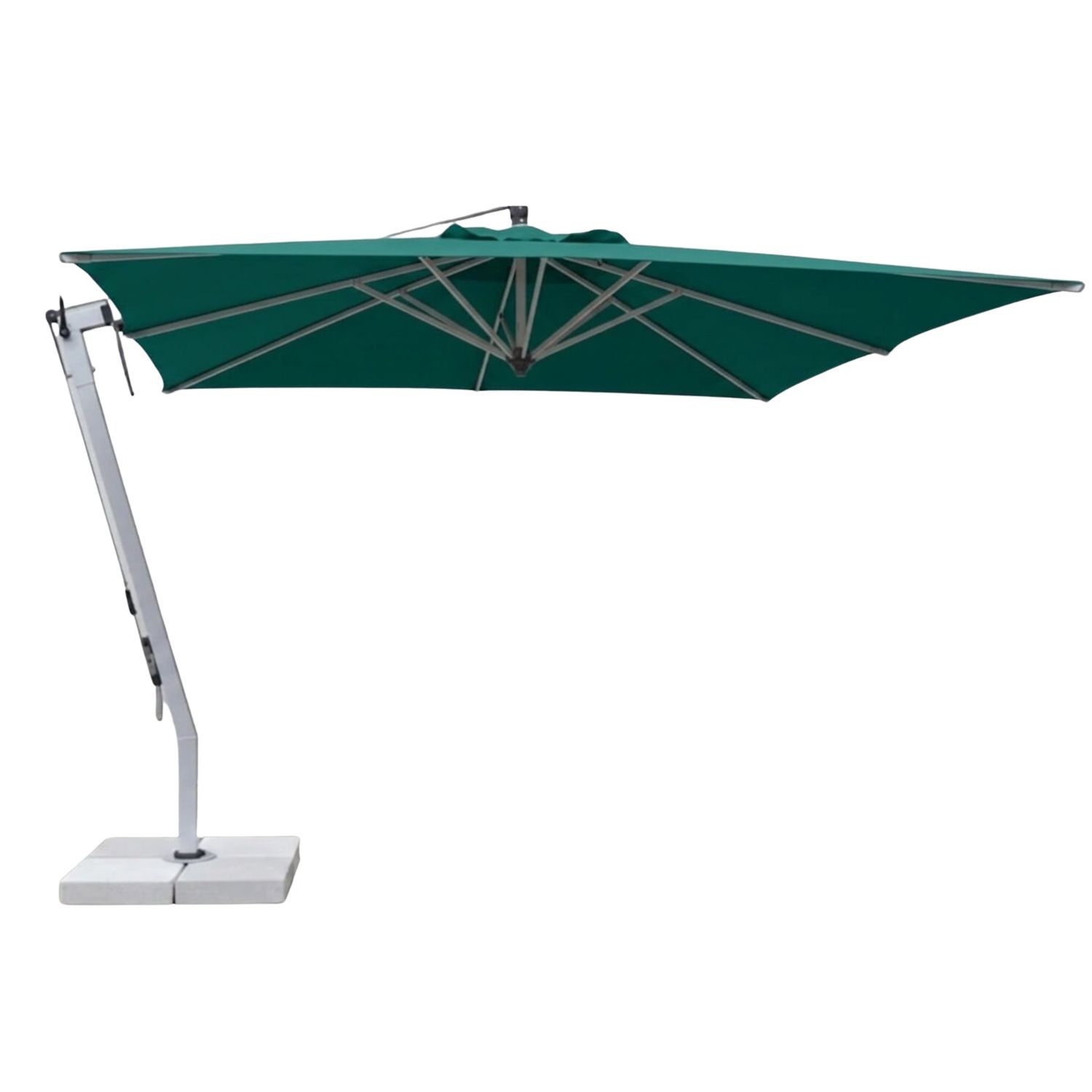 Primo Cantilever Umbrella Square 3.0m (Green canopy) *FREE tilt & swivel mechanisms, cover bag & reach stick included