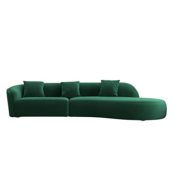 Emilio Curved Corner Couch /Sofa- Green