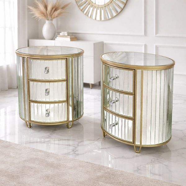 Prestige Home - Klyon Mirrored Pedestals - Set of 2
