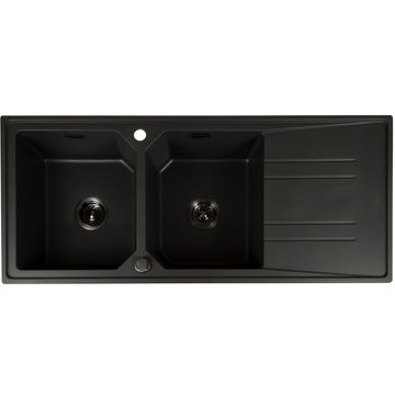Mahina Double Bowl Quartz Kitchen Sink Black - Gun Metal Grey