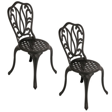 Lisa Aluminium Patio Chair / Garden Chair / Outdoor Chair - Set of 2- BLACK