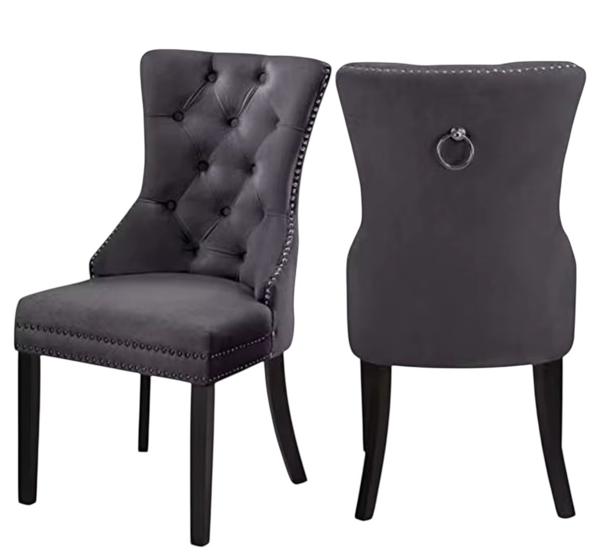 Dining chair - Velvet material - Dark Grey